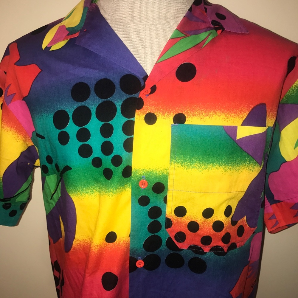 Vintage Ocean Pacific OP Art Print Shirt Medium M